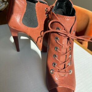 Nine West Rust Lace-Up Boots